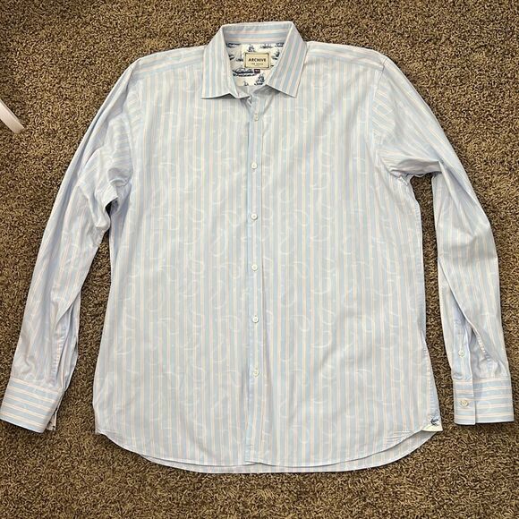 TED BAKER Archive Men's Button‎ Front Shirt Paisley Patter Blue Size 16.5 Neck - Picture 5 of 14